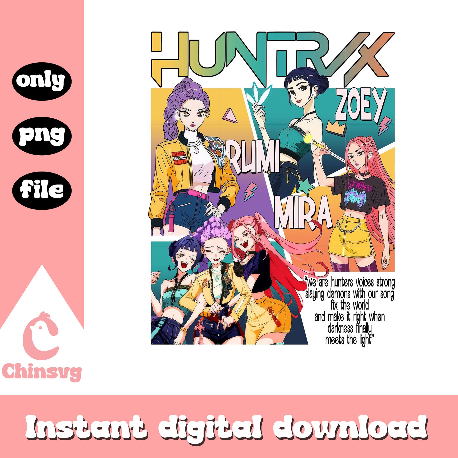 Huntrix girl band black quotes png, sword of demon hunter png