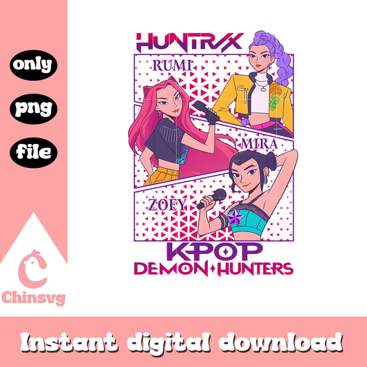 Huntrix girl name frame png, huntrix png, kpop demon hunter png