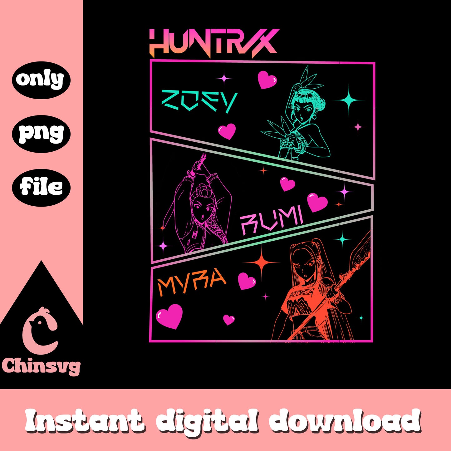 Huntrix girls kpop demon hunters picture png, huntrix kpop png