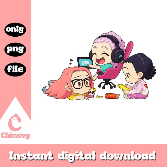 Huntrix girls relaxing png, rumi zoey mira png, huntrix girls png