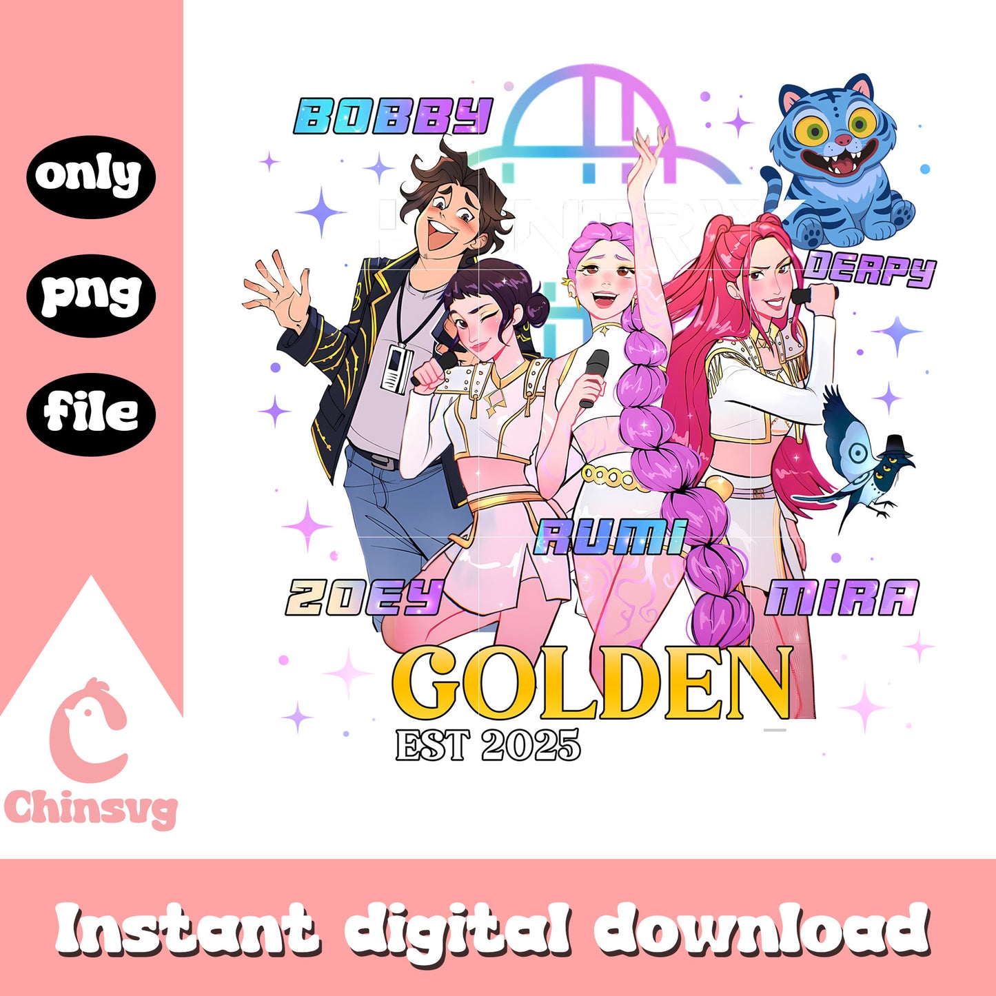 Huntrix golden est 2025 design png, huntrix song png