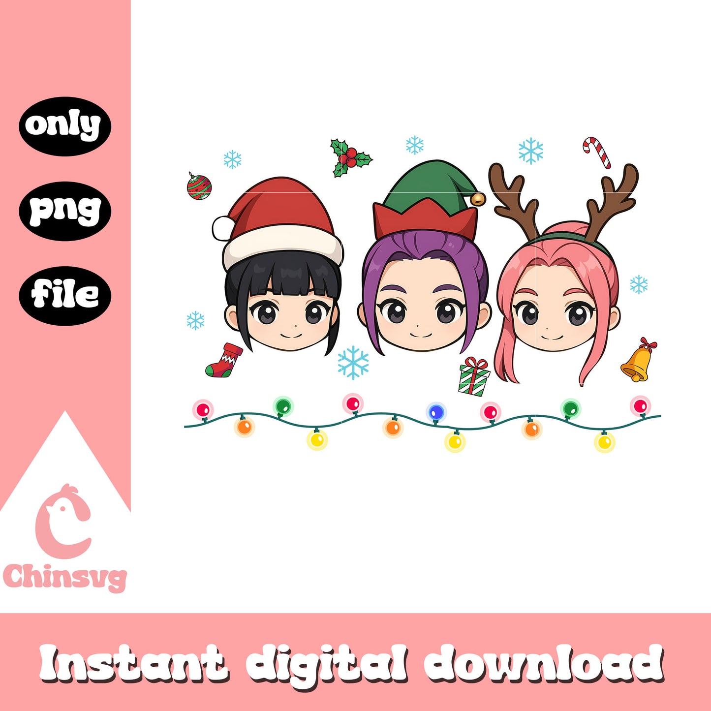 Huntrix head christmas lights png, christmas lights near me png