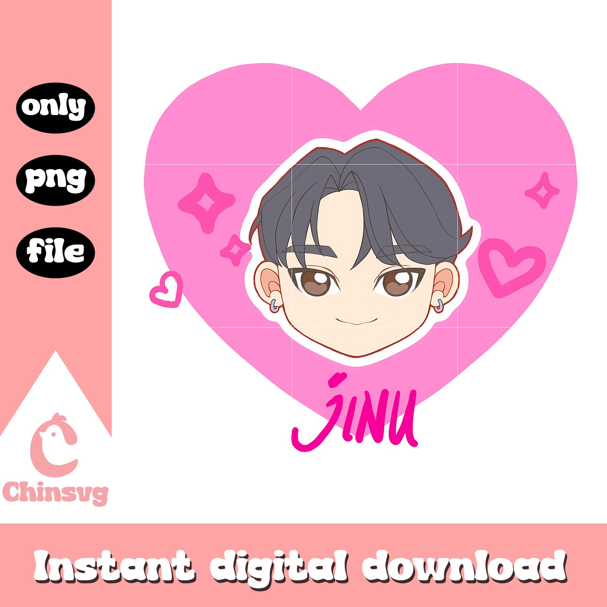 Huntrix jinu face heart design png, demon hunters movie png
