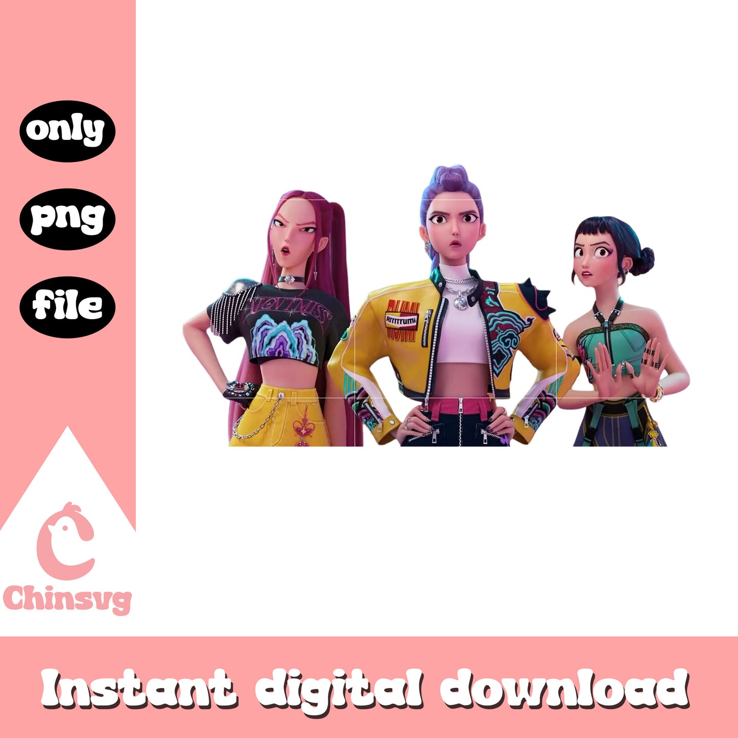 Huntrix kpop band members png, cast of kpop demon hunters png