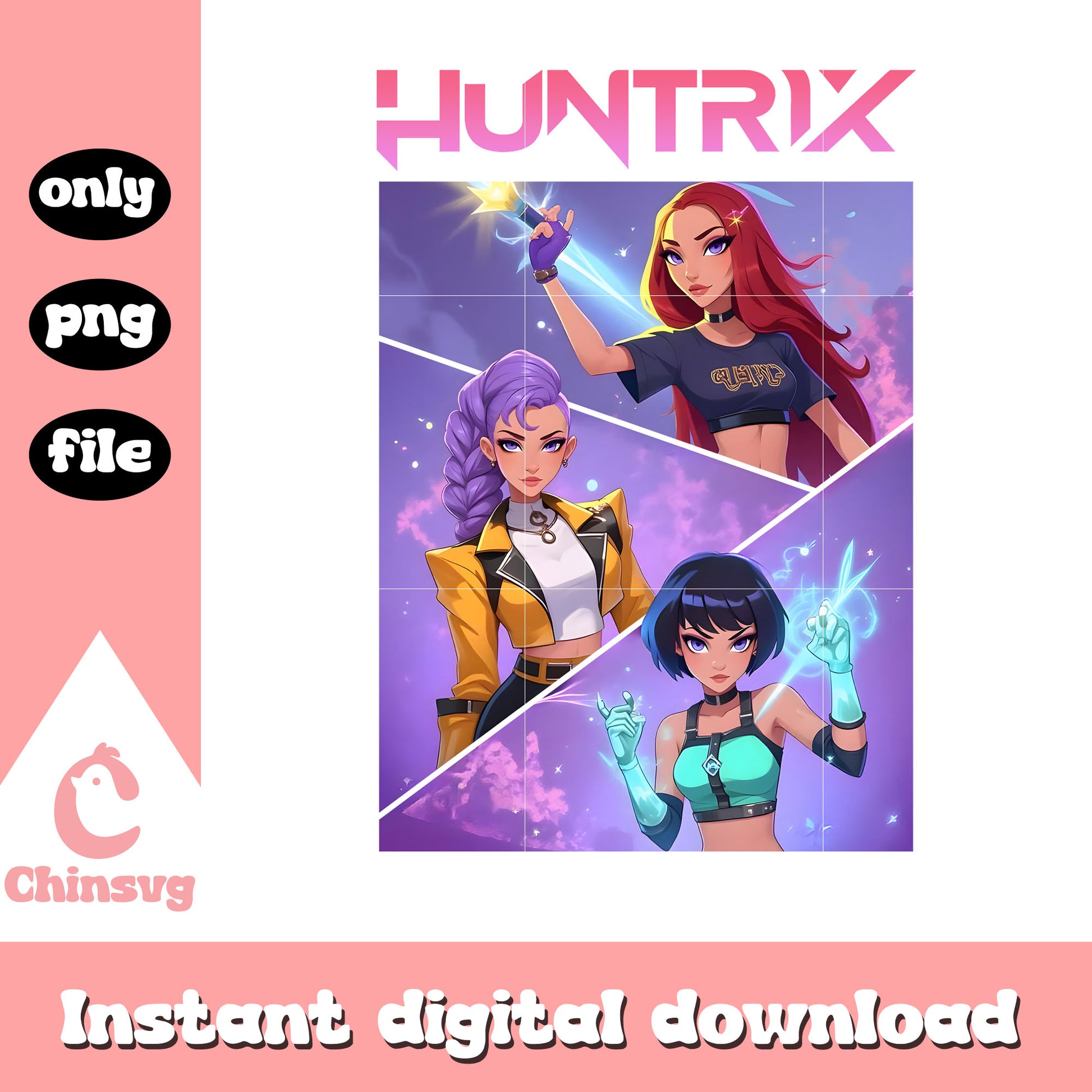 Huntrix kpop demon hunters clipart png, demon hunters huntrix png