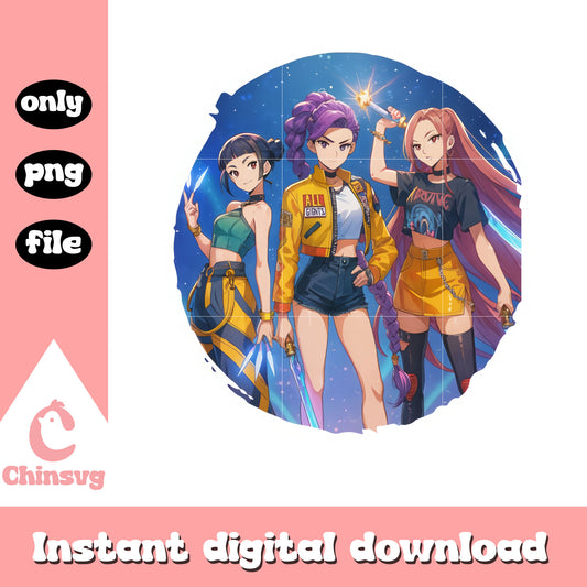 Huntrix kpop girl band sticker design png, the huntrix png