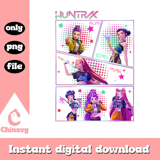 Huntrix kpop girl groups png, huntrix kpop demon hunters png