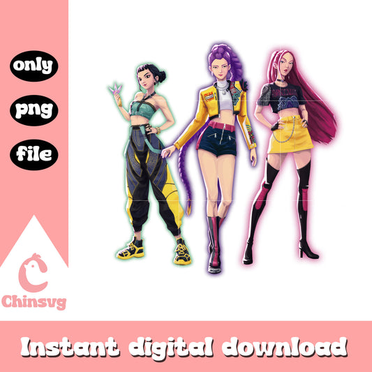 Huntrix kpop hunter characters design png, huntrix movie png
