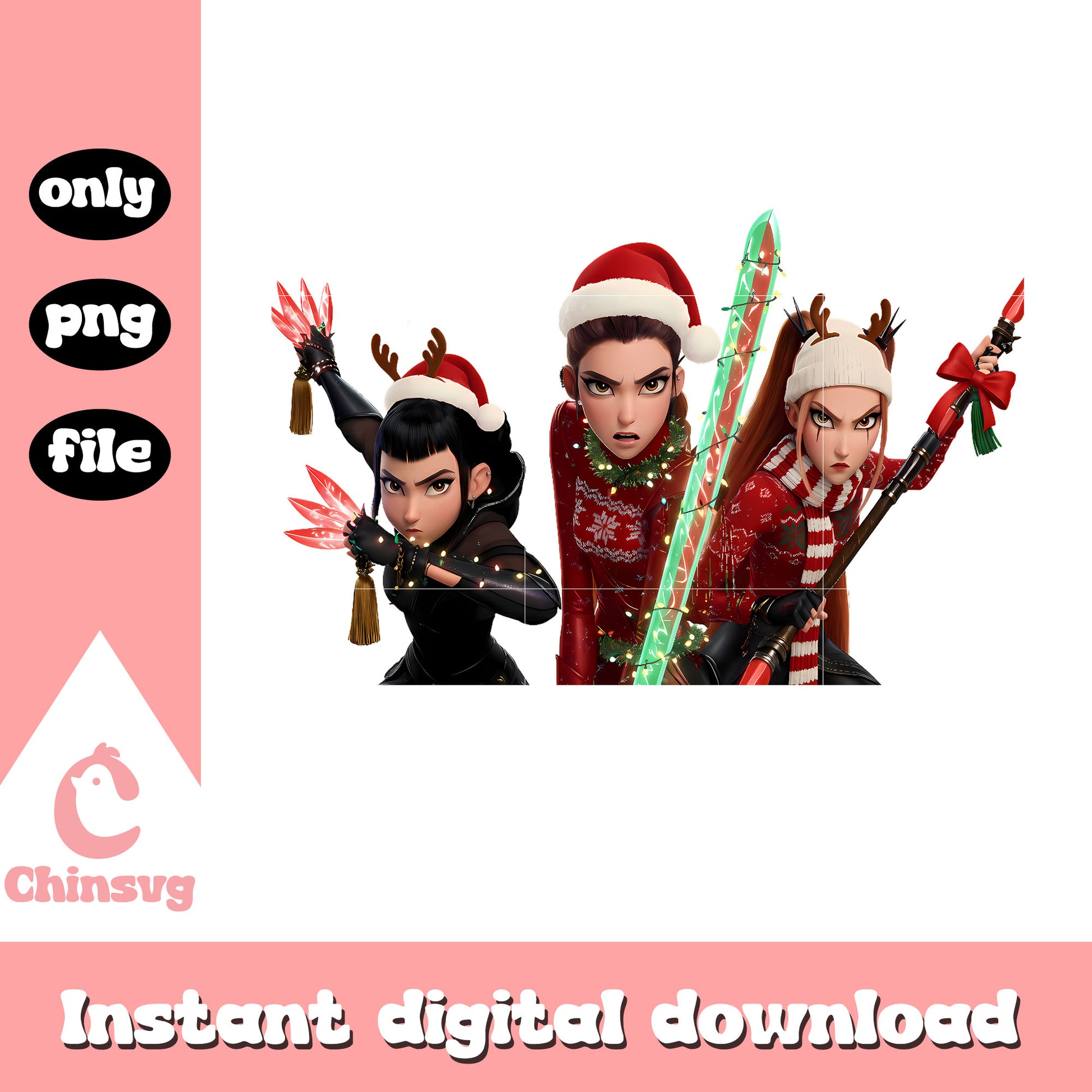 Huntrix kpop hunters christmas png, kpop hunters png