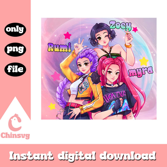 Huntrix kpop manga fanart png, kpop demon hunters fanart png