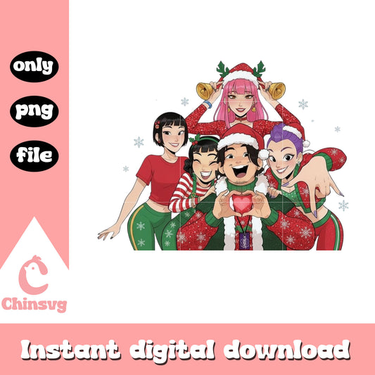 Huntrix kpop merry christmas design png, huntrix fan art png