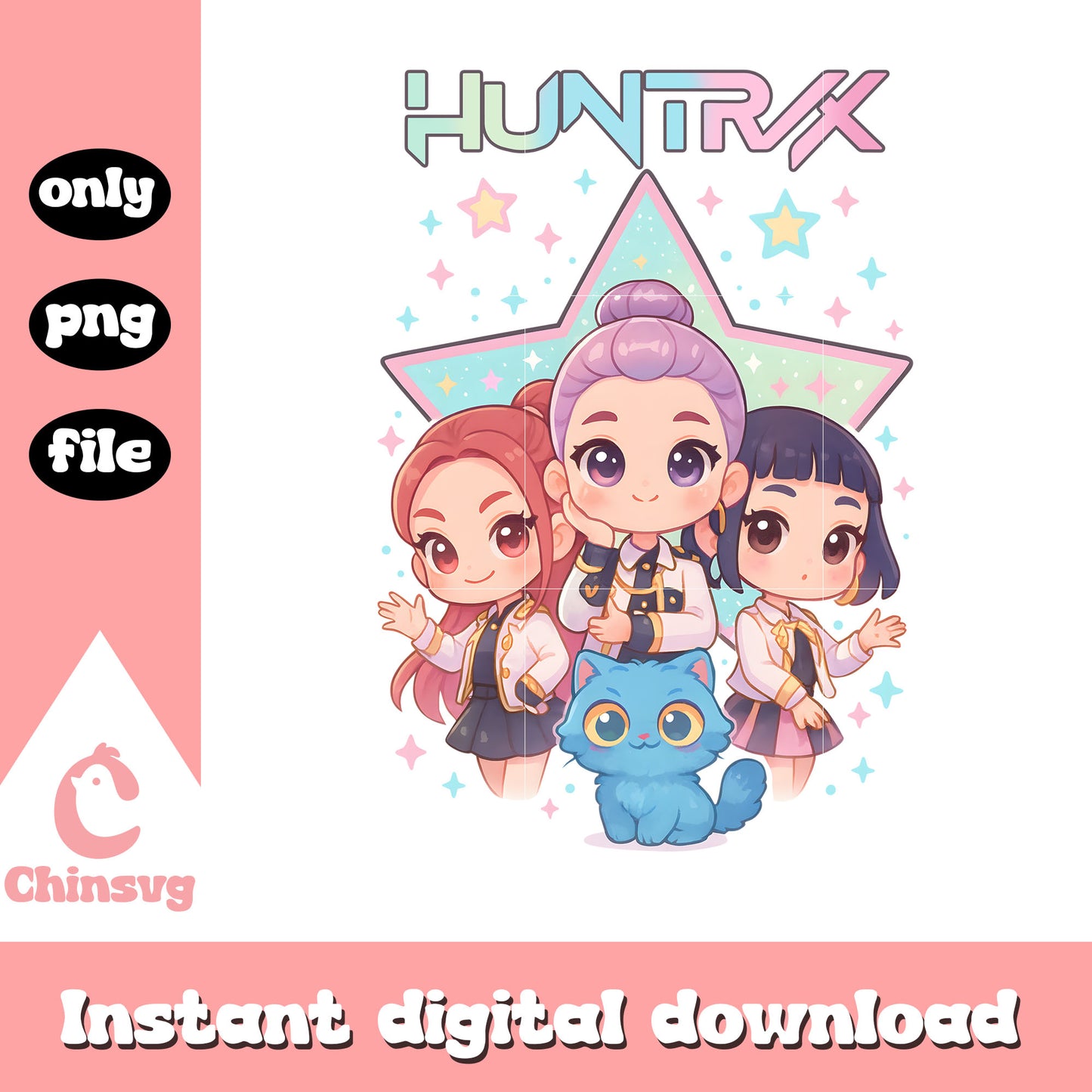 Huntrix members and derpy tiger png, huntrix fanart  png