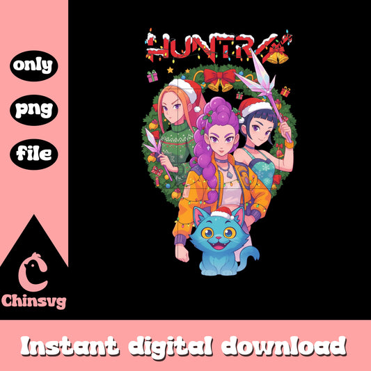 Huntrix members kpop demon hunters png, christmas eve png