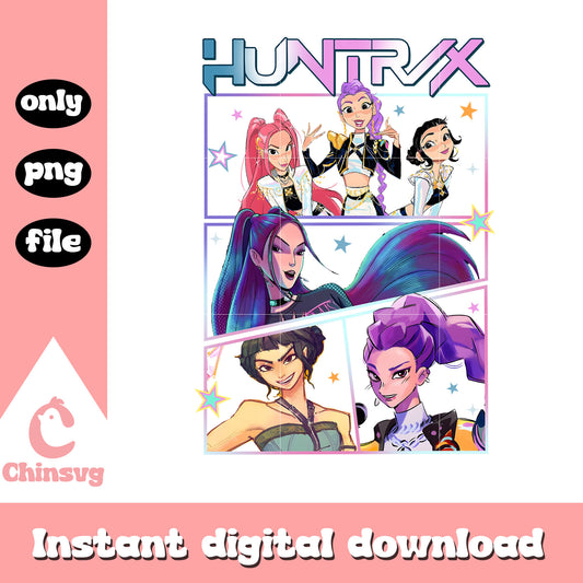 Huntrix members manga design png, the huntrix band png