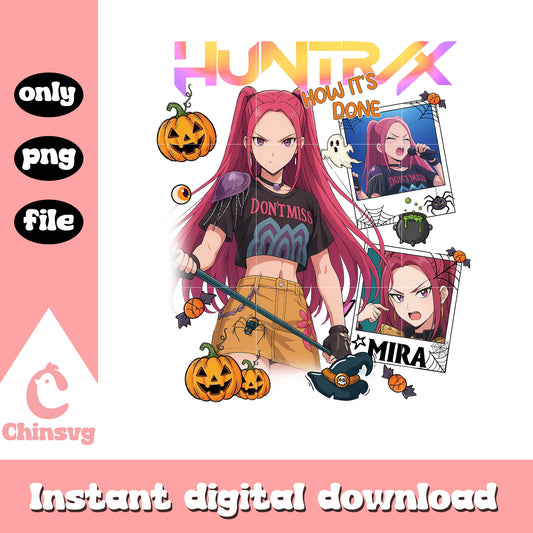 Huntrix mira halloween design png, horror halloween png