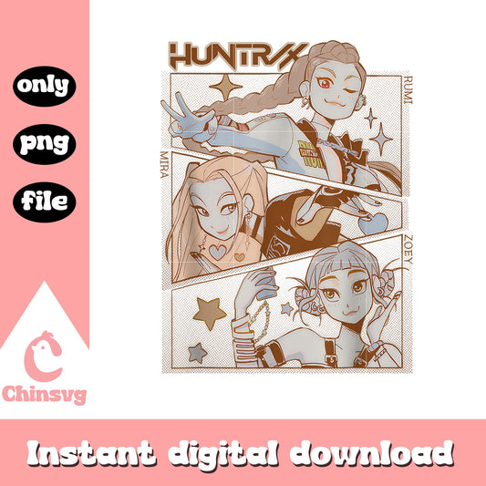 Huntrix movie casts design png, huntrix demon hunter png