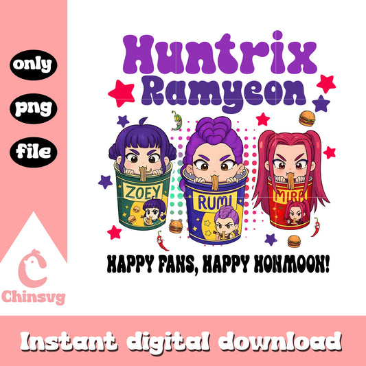 Huntrix ramyeon happy fan happy honmoon png, rumi and friends png