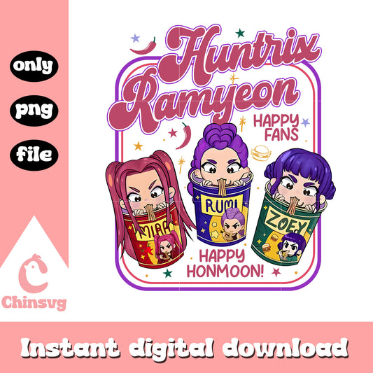 Huntrix ramyeon happy fans design png, demon hunter png