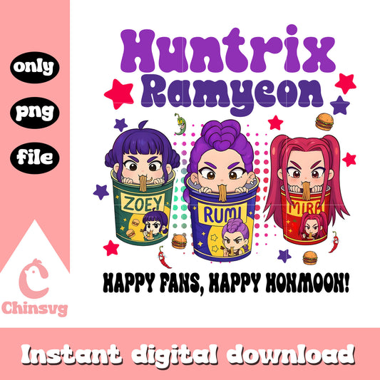 Huntrix ramyeon happy fans happy honmoon design png, huntrix png