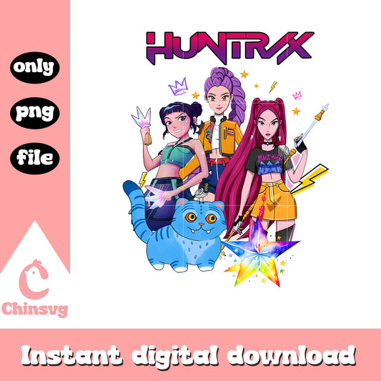 Huntrix rumi and friends design png, hunter movie png, derpy demon png