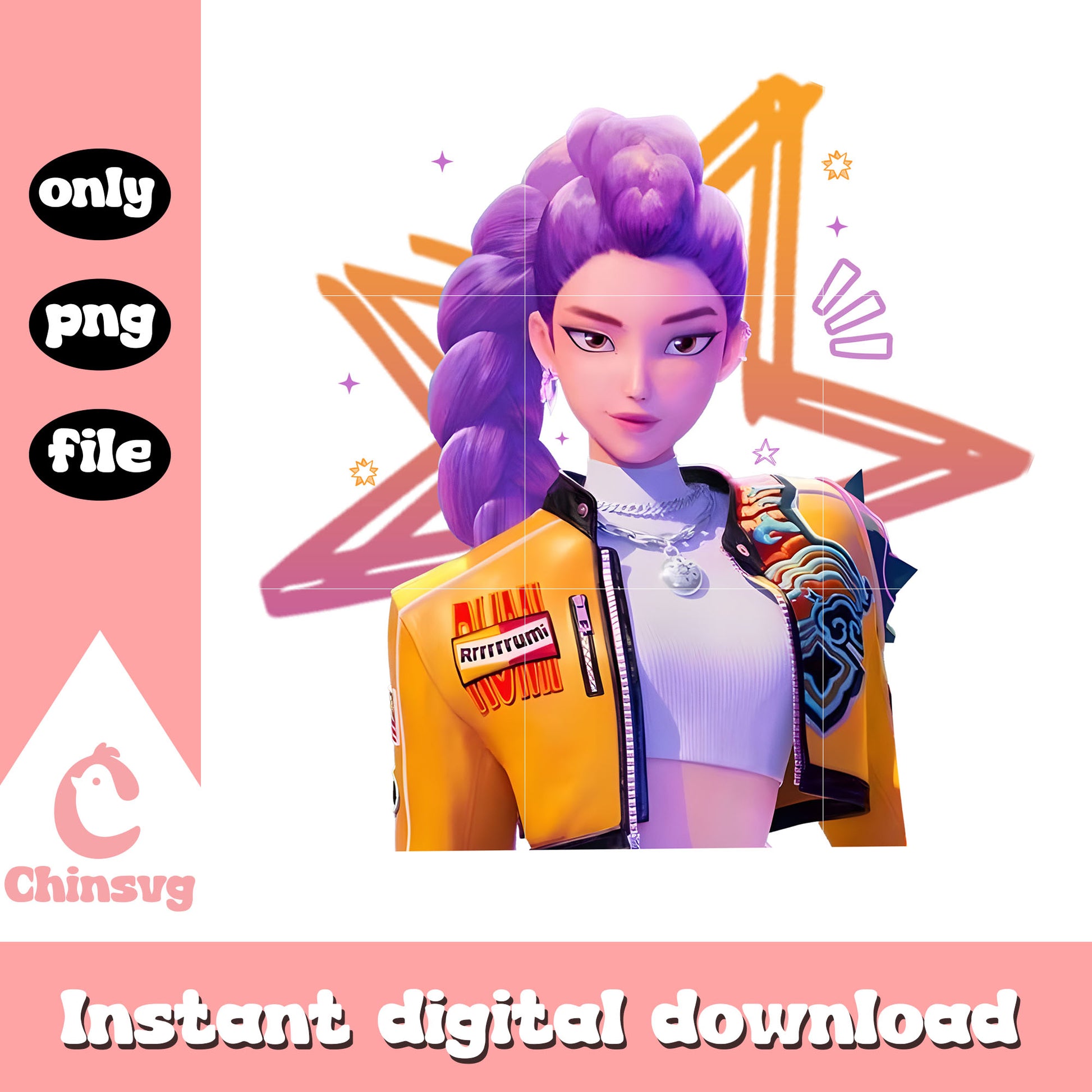 Huntrix rumi character star png, kpop demon hunters rumi png