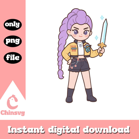 Huntrix rumi hunter outfit design png, demon hunters png