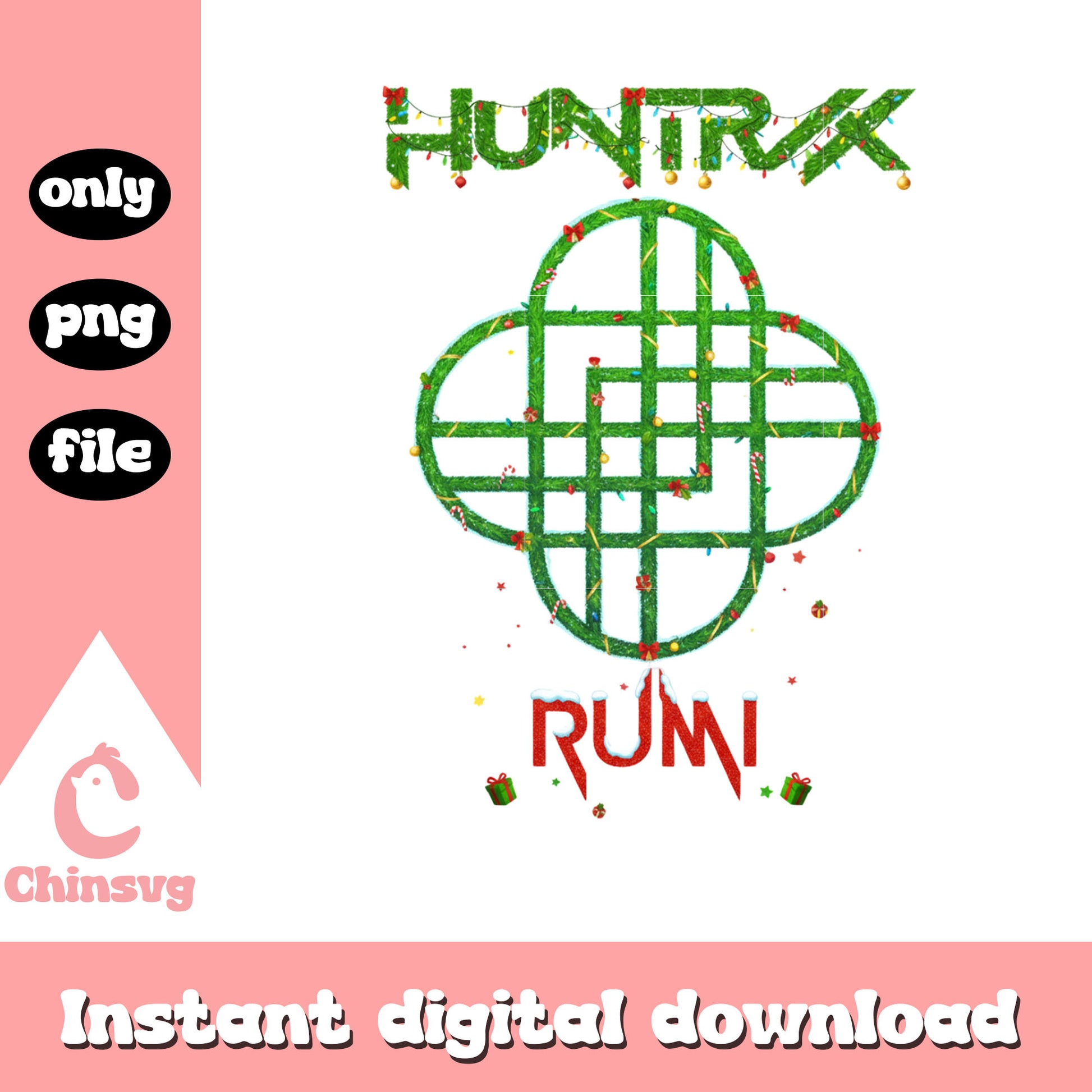 Huntrix rumi kpop demon christmas logo png, rumi kpop png