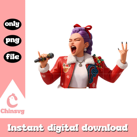 Huntrix rumi singing on christmas day png, chritsmas music png