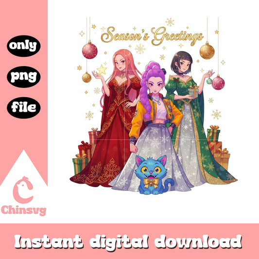 Huntrix season's greetings design png, christmas images png