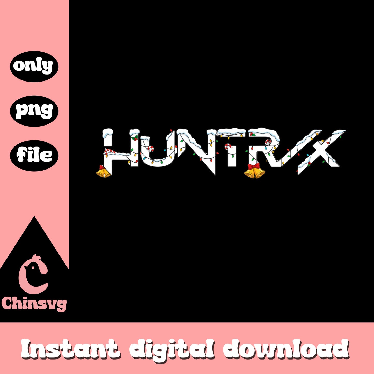 Huntrix snow christmas day text design png, huntrix kpop png