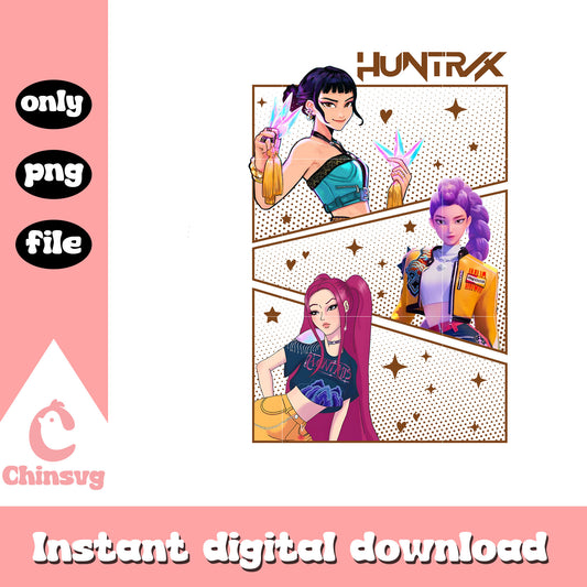 Huntrix zoey and friends frame png, huntrix png, demon hunter png