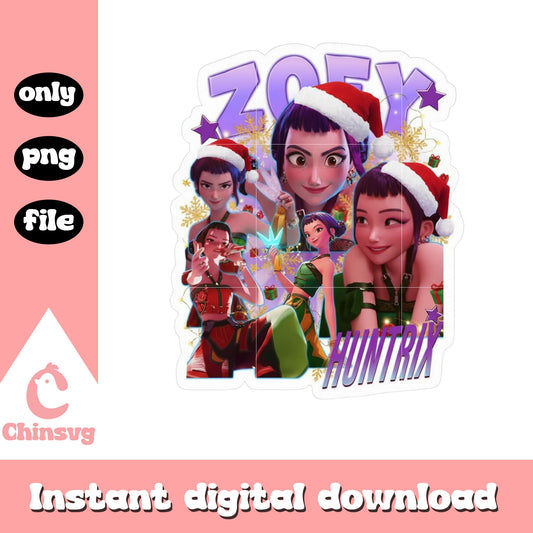 Huntrix zoey christmas graphic png, merry christmas pictures png