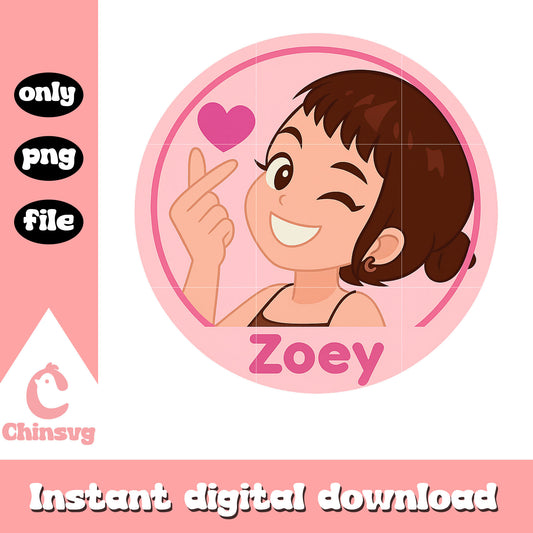 Huntrix zoey cute sticker design png, k pop demonhunters png