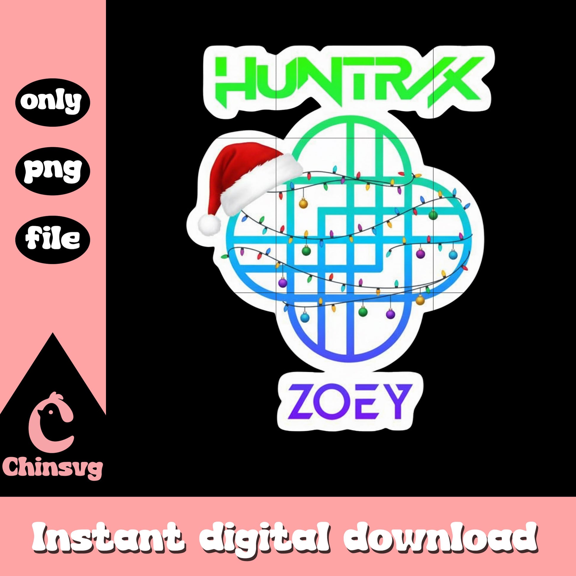Huntrix zoey kpop hunters santa hat logo png, zoey kpop png