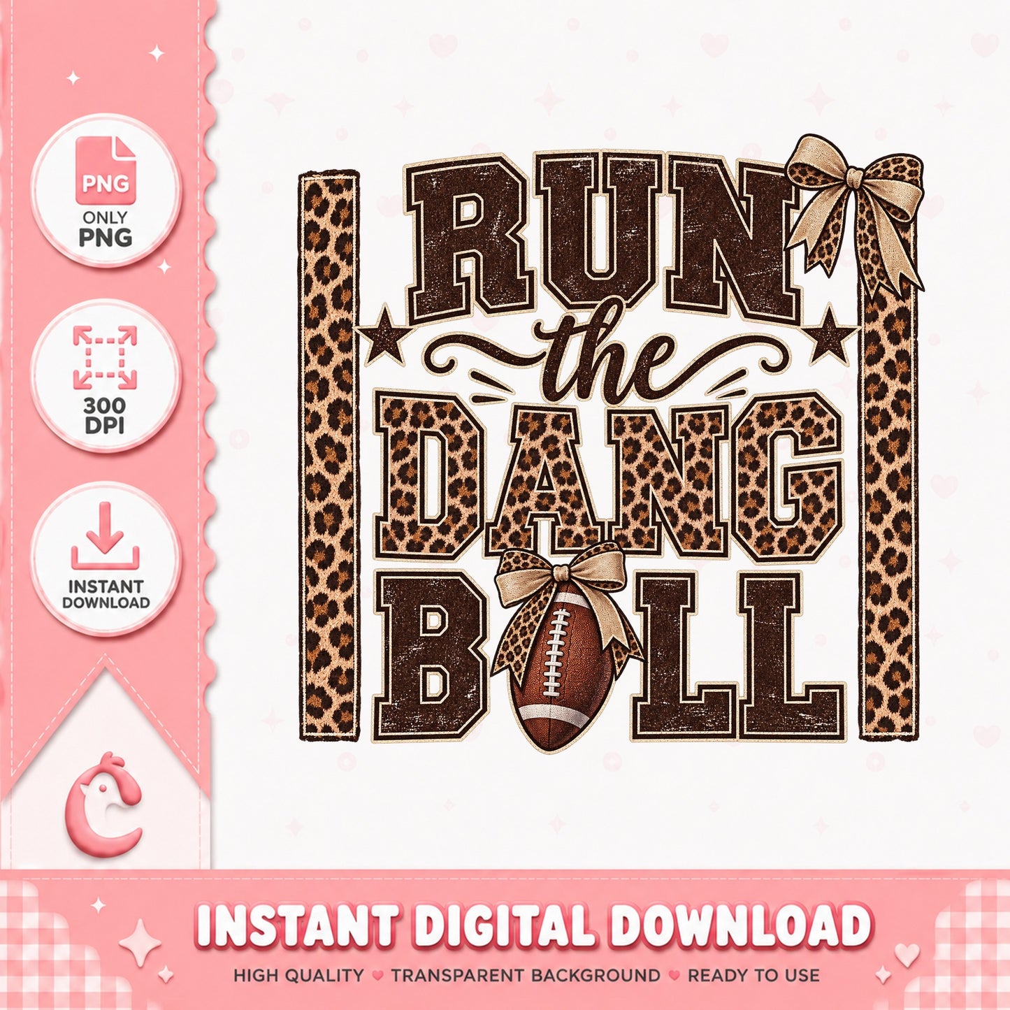 I Run The Dang Ball Leopard Print PNG, Football Mom PNG, PNG