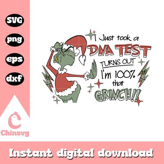 I just took a dna test funny grinch svg, funny grinch svg