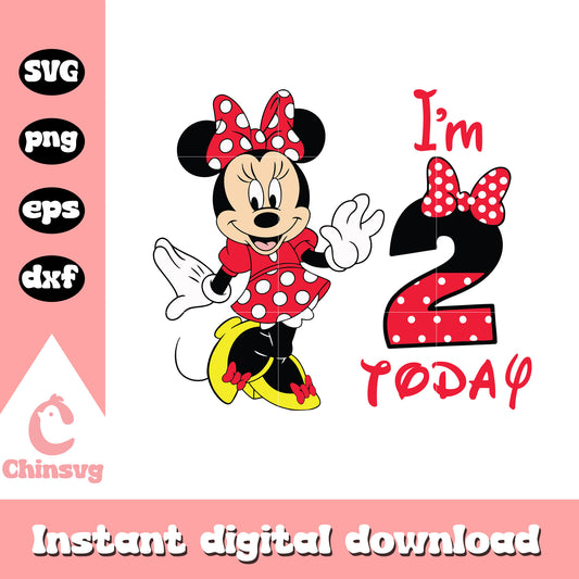 I'm 2nd today minnie mouse svg, minnie mouse birthday svg
