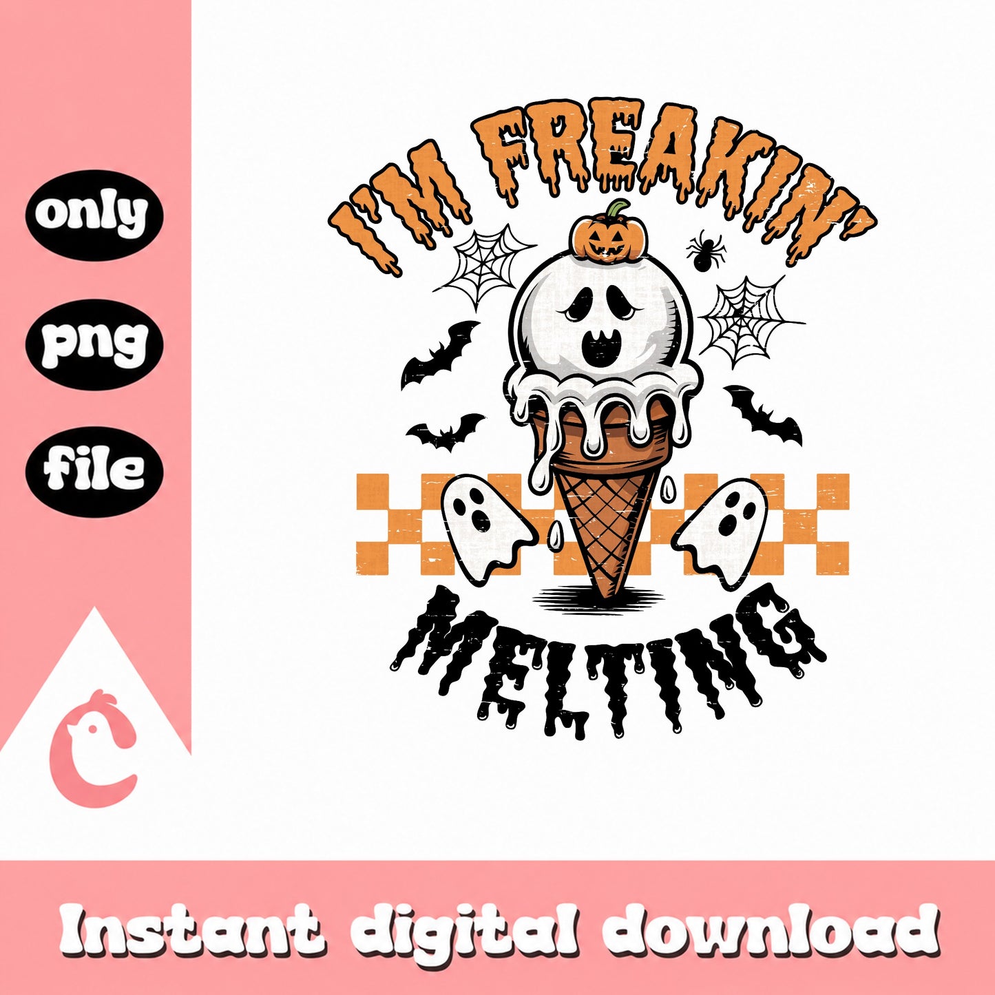 I'm Freakin Melting Halloween PNG, Ghost Ice Cream PNG, Spooky PNG