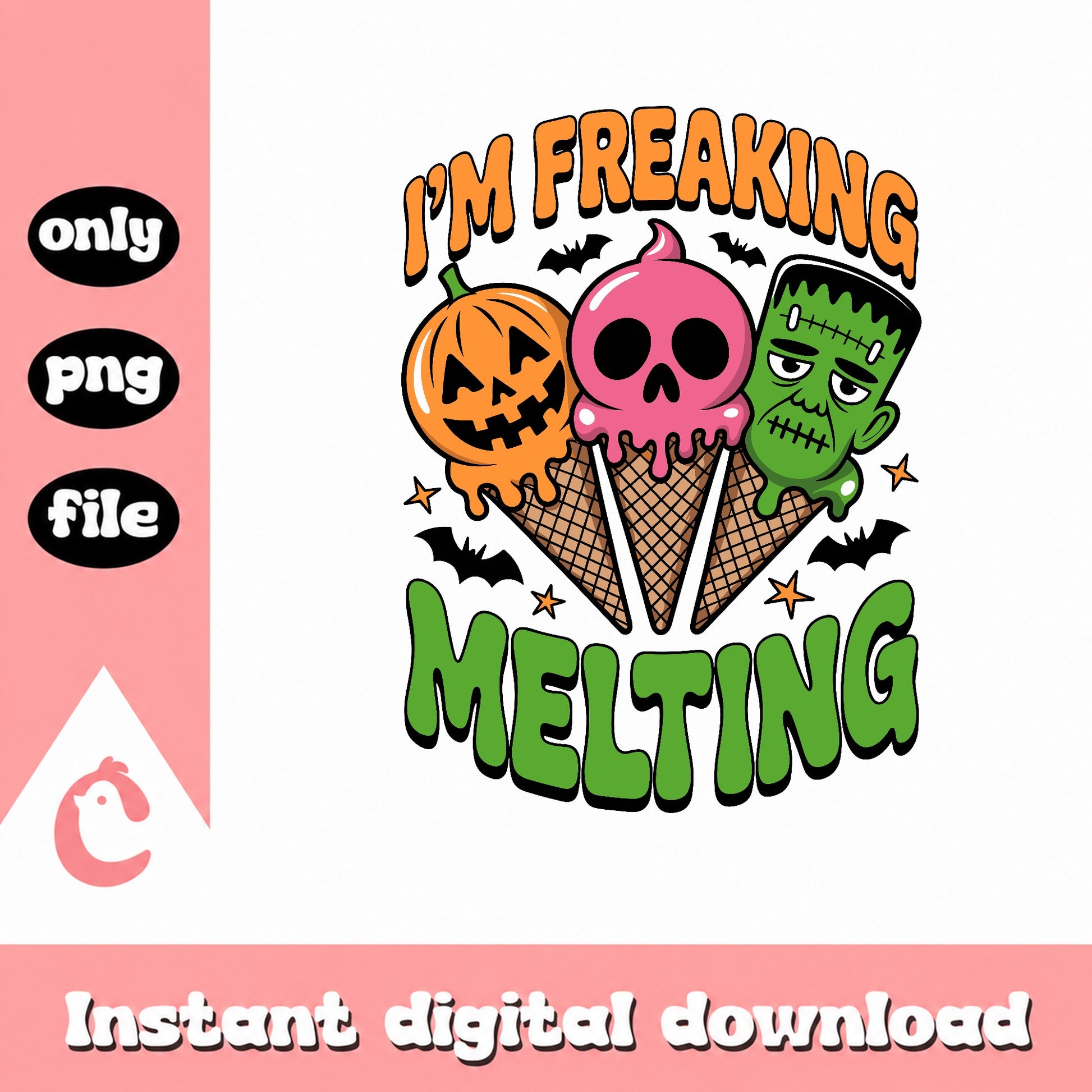 I'm Freaking Melting Halloween PNG, Spooky Ice Cream PNG, Halloween PNG