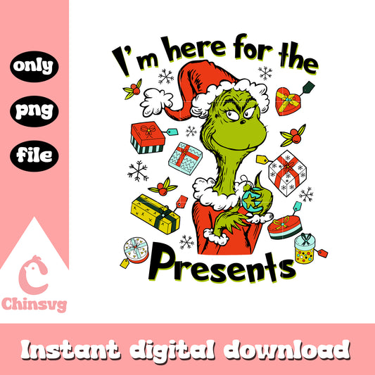 I'm here for the presents grinch santa png, grinch santa​ png
