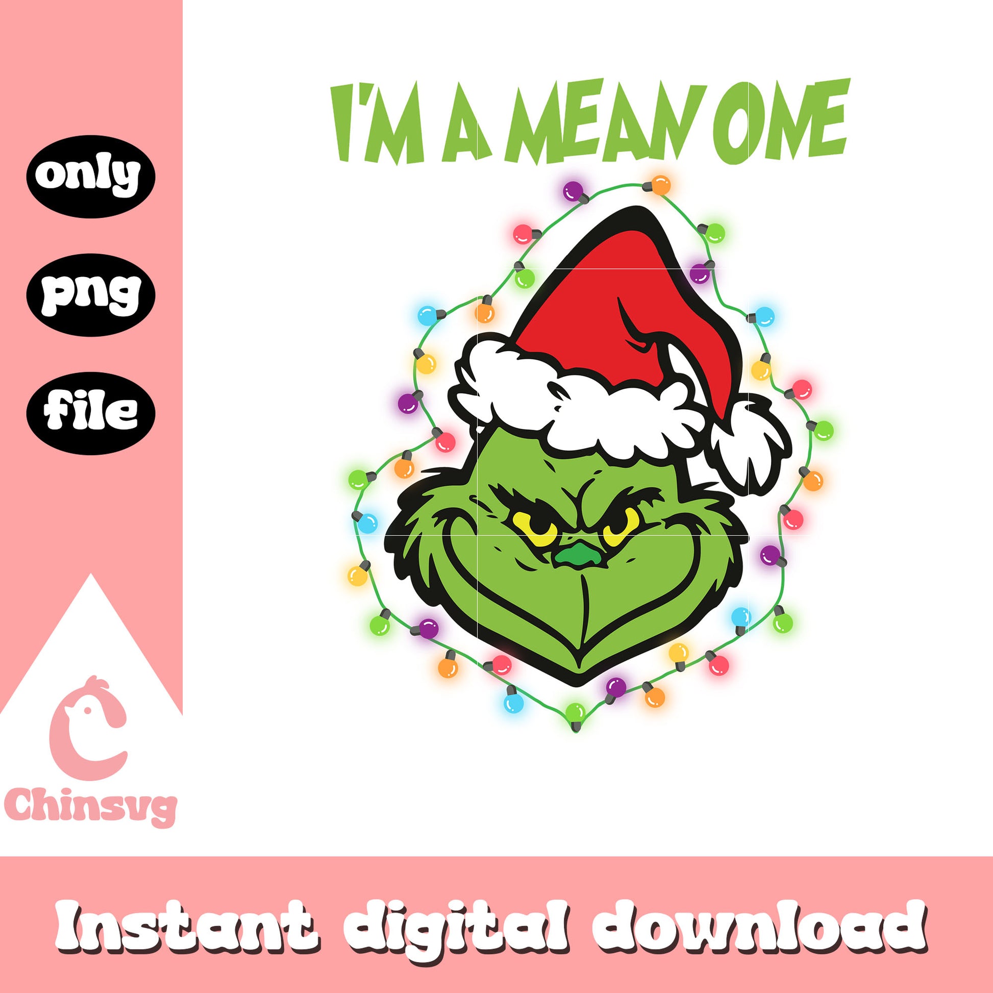 I'm a mean one grinch christmas png, the grinch smile png