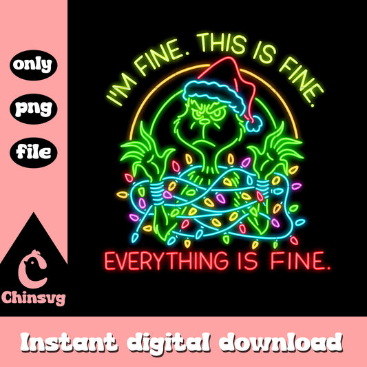 I'm fine this is fine grinch neon png, grinch decor png