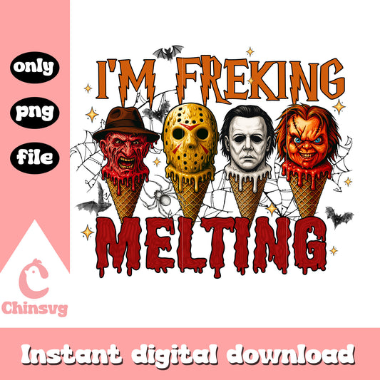 I'm freaking melting ice cream horror design png, halloween png