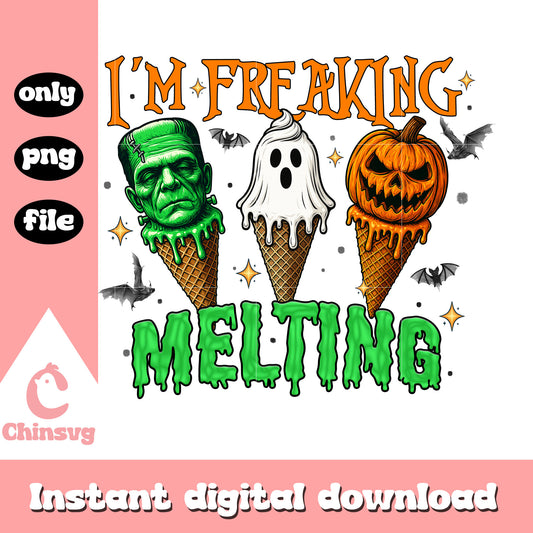 I'm freaking melting ice cream horror png, happy halloween png