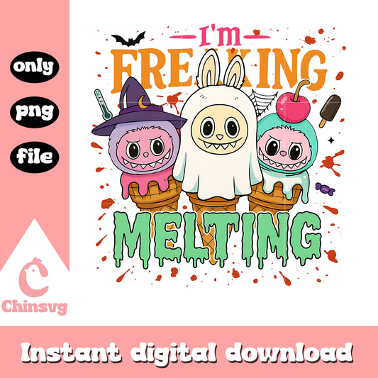 I'm freaking melting labubu design png, halloween day png