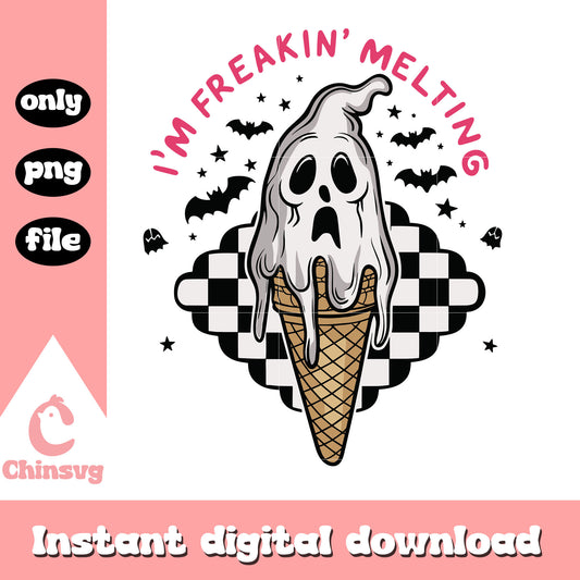 I'm freakin melting ghostface ice cream design png, trick or treat png