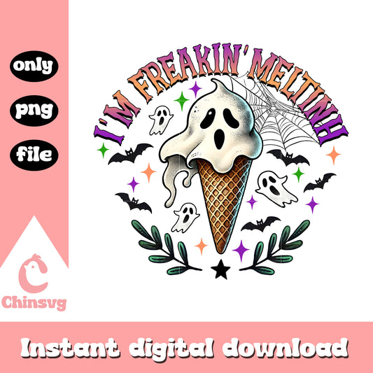 I'm freakin melting ice cream ghostface design png, ice cream png 