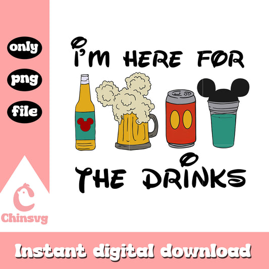 I'm here for the drinks png, mickey beer png, disney png
