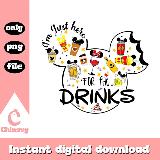 I'm just here for the drinks png, mickey snacks png, disney png