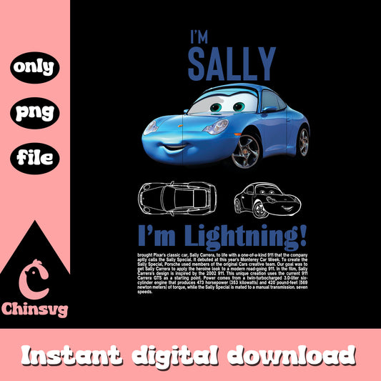 I'm sally i'm lightning cars disney design png, sally cars disney png